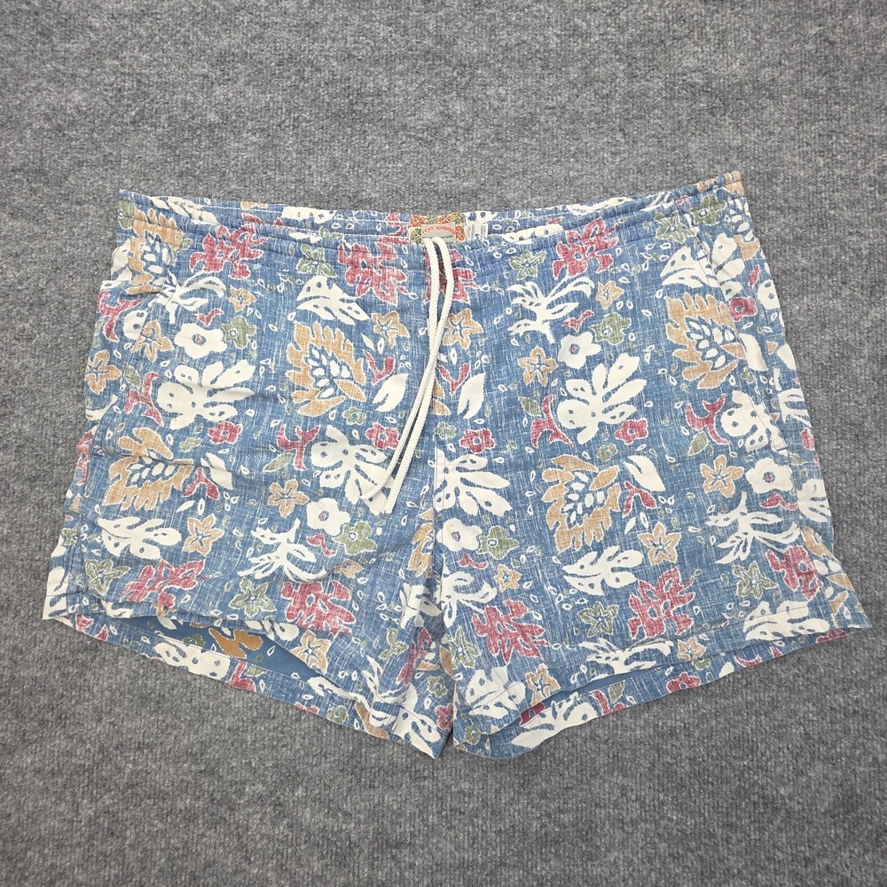 Reyn Spooner Swim Trunks Mens Medium Blue Floral Hawaiian Lined